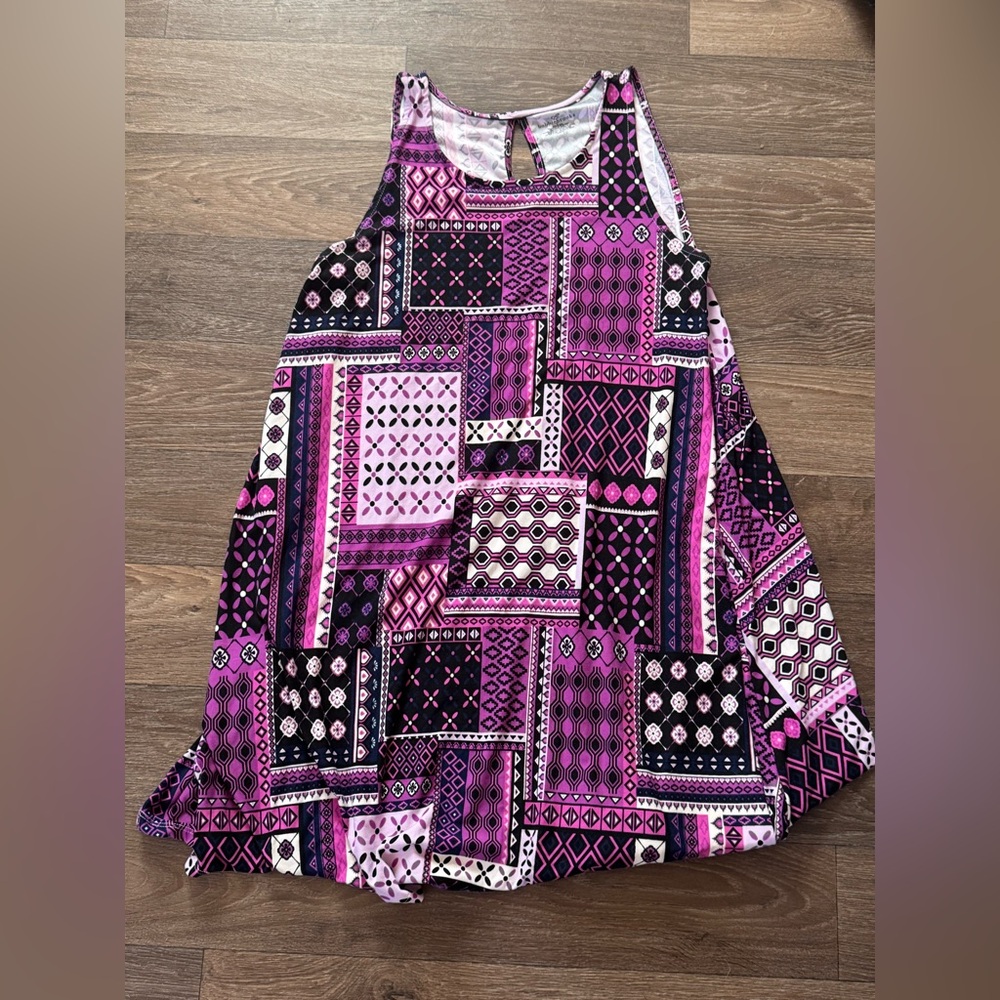 Bobbie Brooks Purple Patchwork Sleeveless Dress Size XL